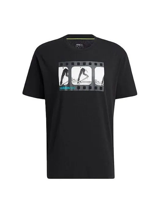 Футболка neo m brlv tee3 skateboard sports printing loose knit short sleeve black Adidas — изображение 1 из 4, черный