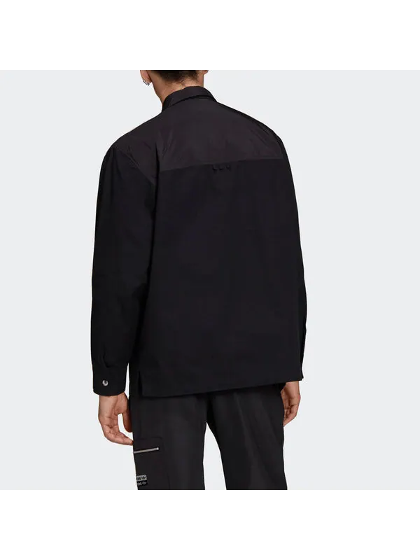 Рубашка originals fashion shirt leisure sports long sleeve men's black Adidas — изображение 3 из 4, черный