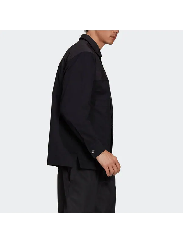 Рубашка originals fashion shirt leisure sports long sleeve men's black Adidas — изображение 4 из 4, черный