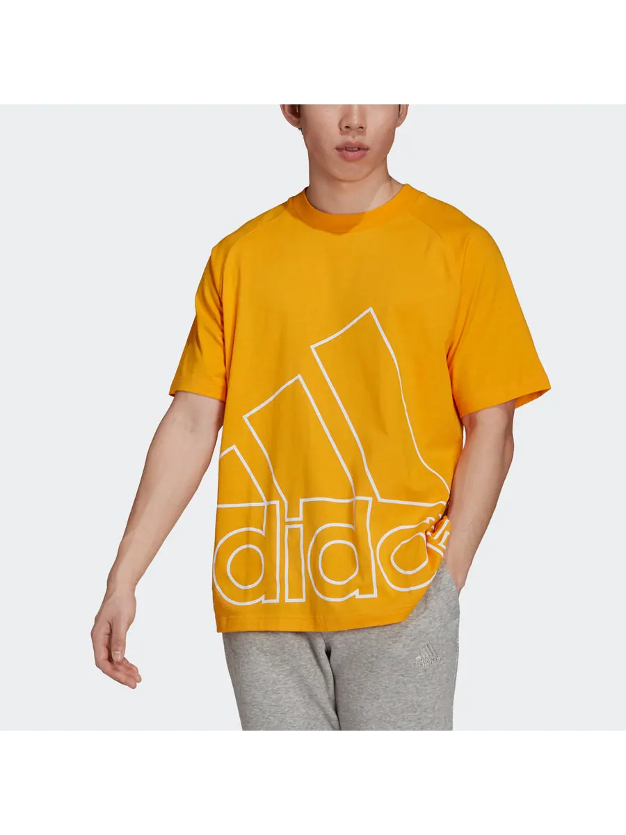 Футболка adidas Unisex U Big Logo Printing Round-Neck Orange — изображение 2 из 4, оранжевый