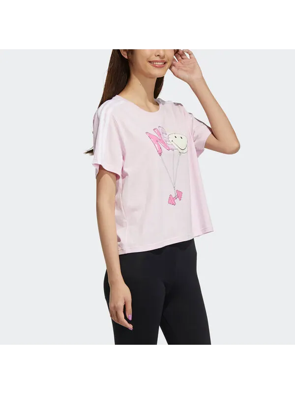 Футболка neo csmy tee2 с рисунком повседневные спортивные с коротким рукавом розовые красные Adidas — изображение 4 из 4