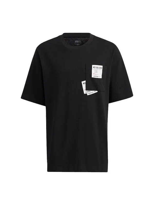 Футболка neo m bqfd tee 3 splicing pocket loose sports short sleeve black Adidas — изображение 1 из 4, черный