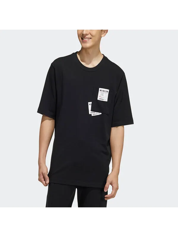 Футболка neo m bqfd tee 3 splicing pocket loose sports short sleeve black Adidas — изображение 2 из 4, черный