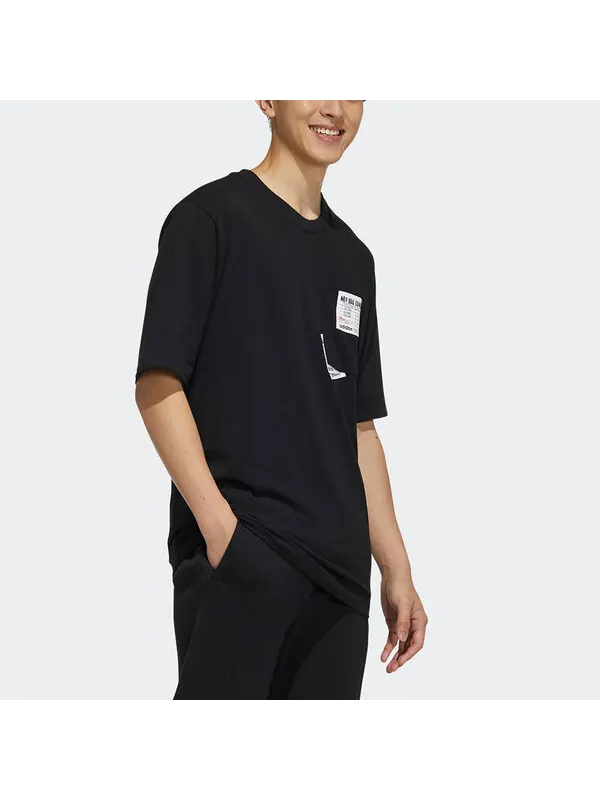 Футболка neo m bqfd tee 3 splicing pocket loose sports short sleeve black Adidas — изображение 4 из 4, черный