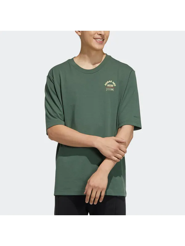Футболка neo m bqfd tee 2 subject printing loose sports short sleeve green Adidas — изображение 2 из 4, зеленый