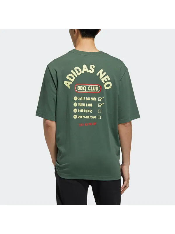 Футболка neo m bqfd tee 2 subject printing loose sports short sleeve green Adidas — изображение 3 из 4, зеленый