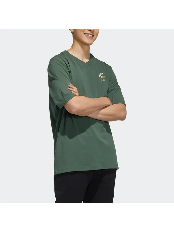 Футболка neo m bqfd tee 2 subject printing loose sports short sleeve green Adidas — изображение 4 из 4, зеленый