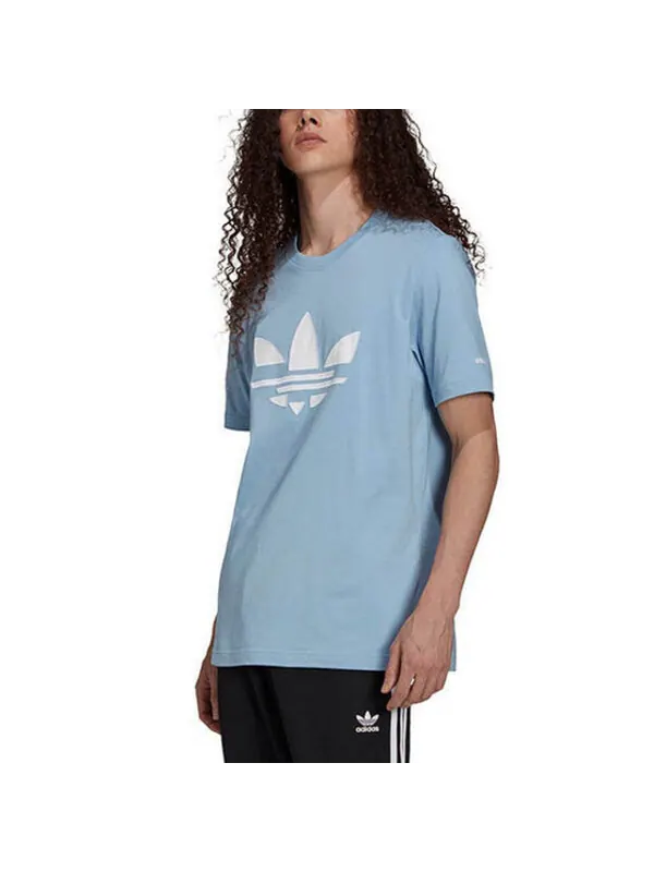 Футболка originals st tee casual breathable sports logo printing short sleeve sky blue Adidas — изображение 2 из 4, синий