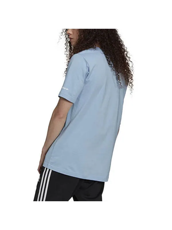 Футболка originals st tee casual breathable sports logo printing short sleeve sky blue Adidas — изображение 3 из 4, синий