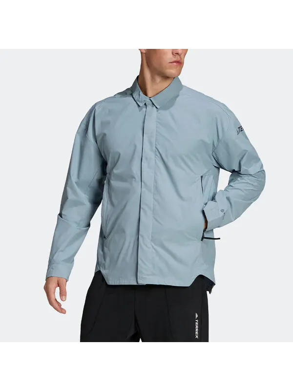 Куртка Men's adidas Terrex C Myshelter W.r Colorful Logo Stripe Printing Lapel Jacket Blue — изображение 3 из 4, мульти