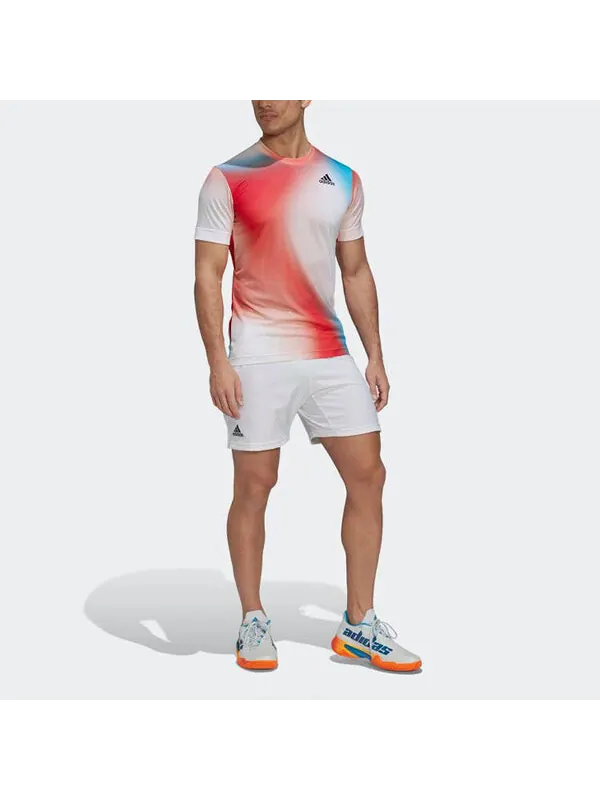 Футболка men's contrasting colors gradient logo printing round neck short sleeve multicolor t-shirt Adidas, мульти