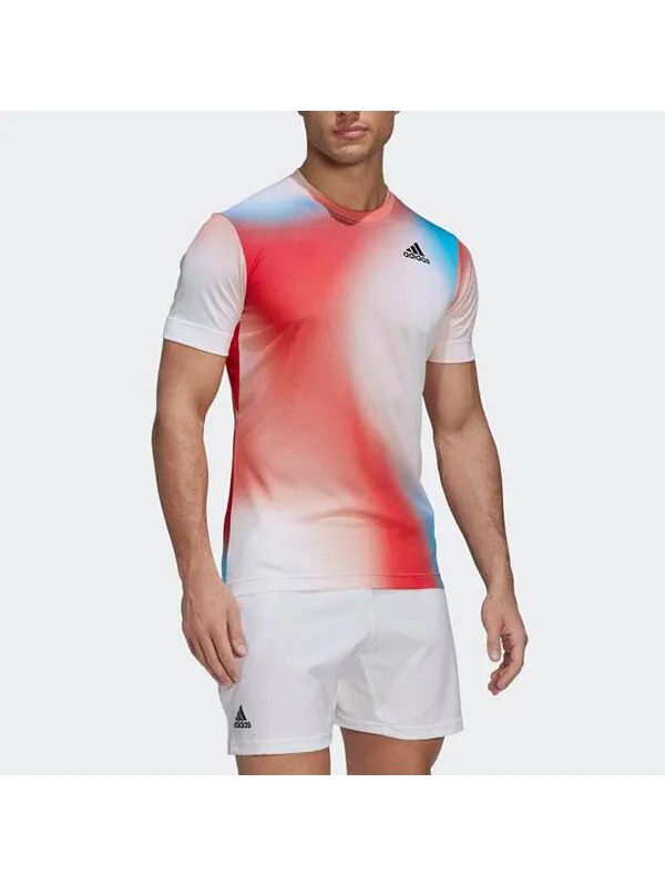 Футболка men's contrasting colors gradient logo printing round neck short sleeve multicolor t-shirt Adidas, мульти