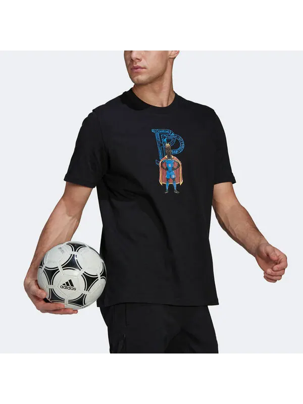 Футболка Men's adidas Chest Character Alphabet Cartoon Printing Round Neck Short Sleeve Black — изображение 4 из 4, мульти