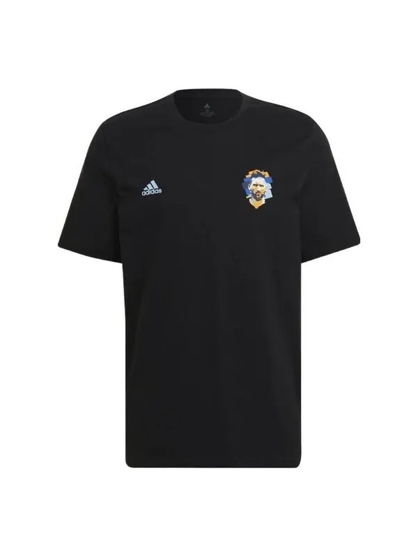 Футболка adidas Messi Subject Solid Color Back Alphabet Numeric Round Neck Short Sleeve Black — изображение 1 из 4, мульти