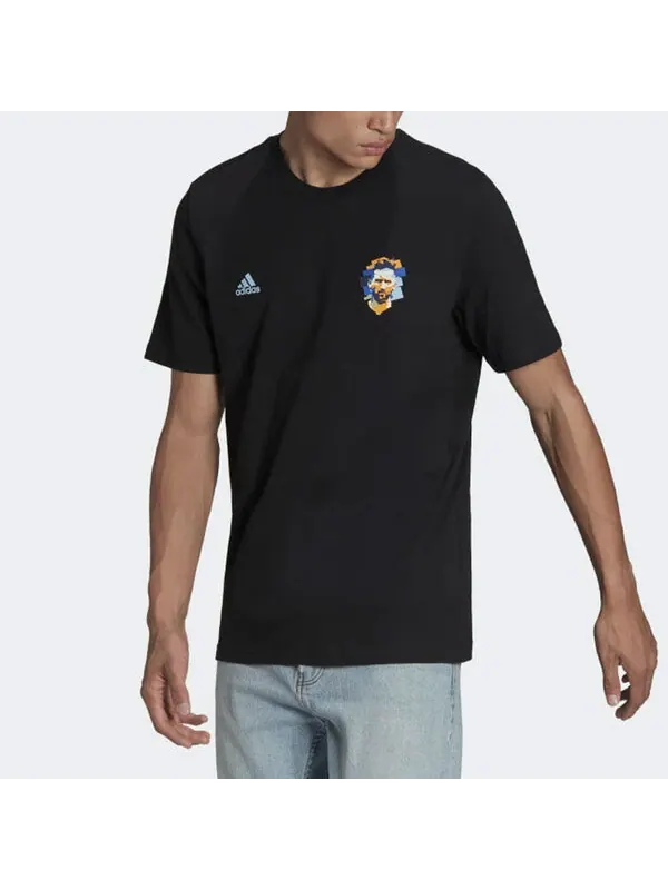 Футболка adidas Messi Subject Solid Color Back Alphabet Numeric Round Neck Short Sleeve Black — изображение 3 из 4, мульти