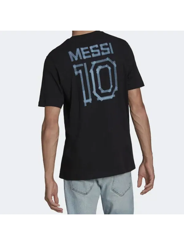 Футболка adidas Messi Subject Solid Color Back Alphabet Numeric Round Neck Short Sleeve Black — изображение 4 из 4, мульти