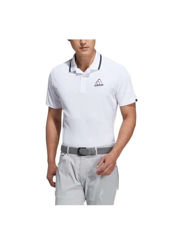 Футболка Men's adidas Solid Color Logo Casual Sports Short Sleeve Polo Shirt White — изображение 1 из 3, мульти