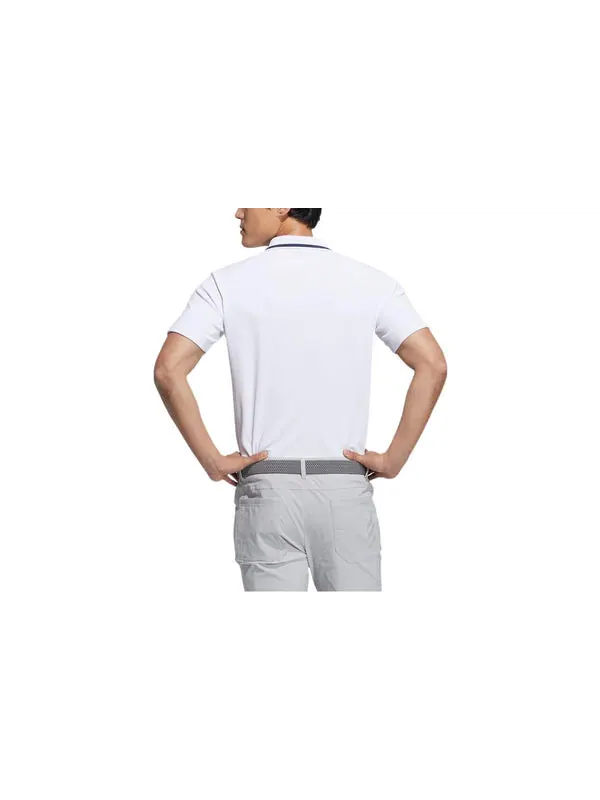 Футболка Men's adidas Solid Color Logo Casual Sports Short Sleeve Polo Shirt White — изображение 2 из 3, мульти