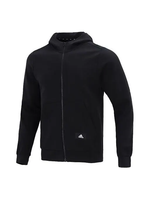 Куртка adidas M Fi Dblknt Fz Casual Sports Cardigan Hooded Jacket Black — изображение 1 из 4, черный