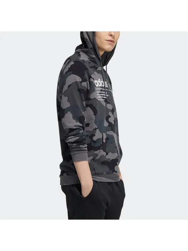 Толстовка Men's adidas neo Sw Camo Hdy Logo Printing Camouflage Sports Pullover Black — изображение 4 из 4, мульти