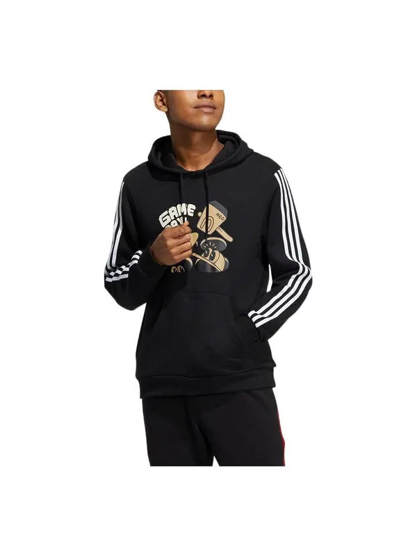 Толстовка Men's adidas neo Cartoon Alphabet Printing Stripe Casual Black — изображение 1 из 2, мульти