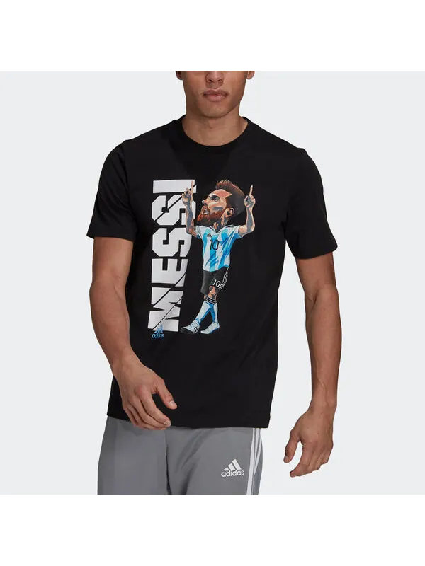 Футболка messi icon t m soccer/football sports short sleeve black Adidas — изображение 3 из 4, черный