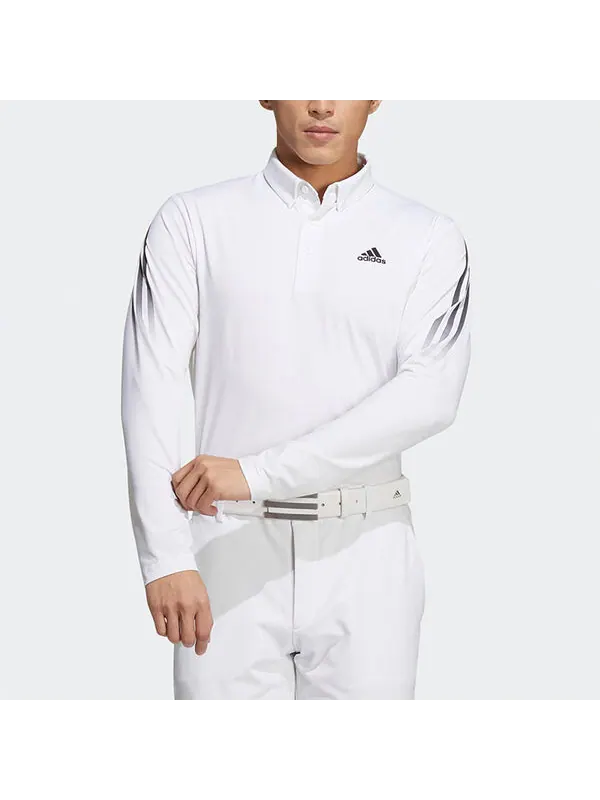 Футболка logo stripe long sleeves slim fit polo shirt white Adidas — изображение 2 из 4, мульти