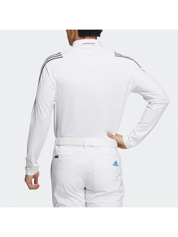 Футболка logo stripe long sleeves slim fit polo shirt white Adidas — изображение 3 из 4, мульти