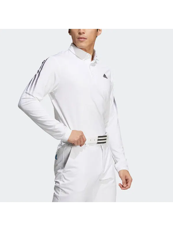 Футболка logo stripe long sleeves slim fit polo shirt white Adidas — изображение 4 из 4, мульти
