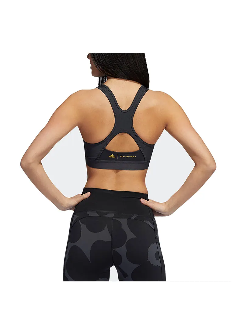 Бюстгальтер (WMNS) adidas x Marimekko Believe This Medium-Support Bra 'Black' — изображение 3 из 3, черный