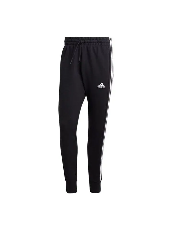 Брюки Essentials французский трикотаж зауженные манжеты 3 полоски брюки Adidas — изображение 1 из 4, черный