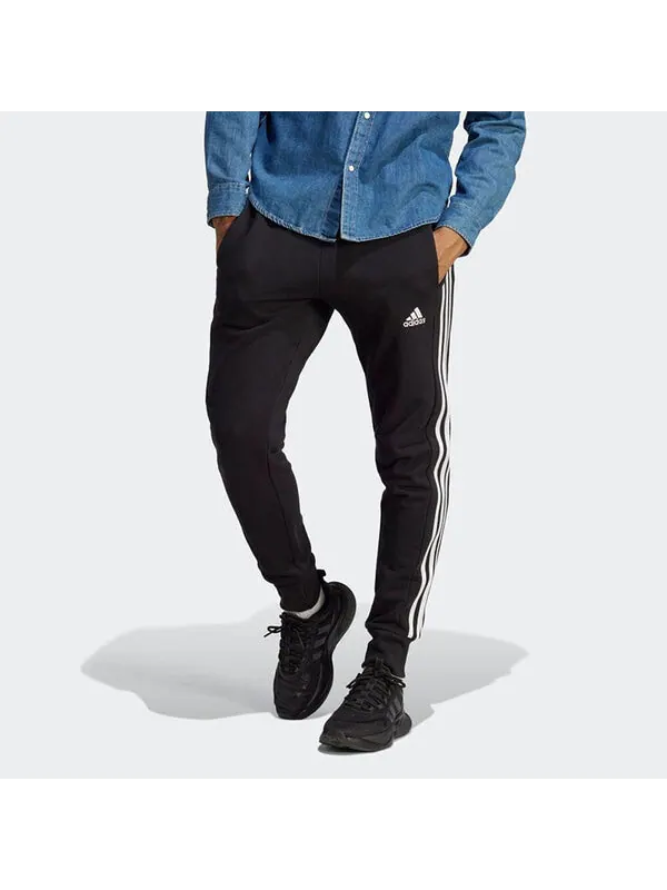 Брюки Essentials французский трикотаж зауженные манжеты 3 полоски брюки Adidas — изображение 2 из 4, черный