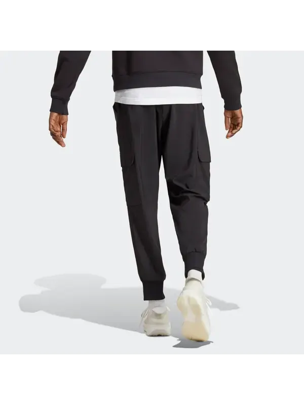 Брюки Essentials с маленьким логотипом, тканые брюки-карго длиной до щиколотки Adidas — изображение 4 из 4, черный