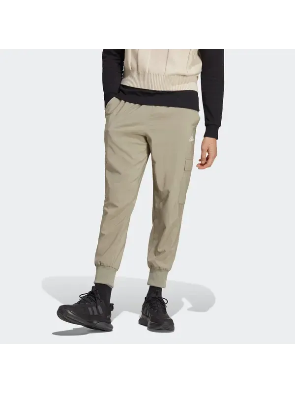 Брюки essentials cargo ankle-length pants 'tan' Adidas — изображение 2 из 4, бежевый