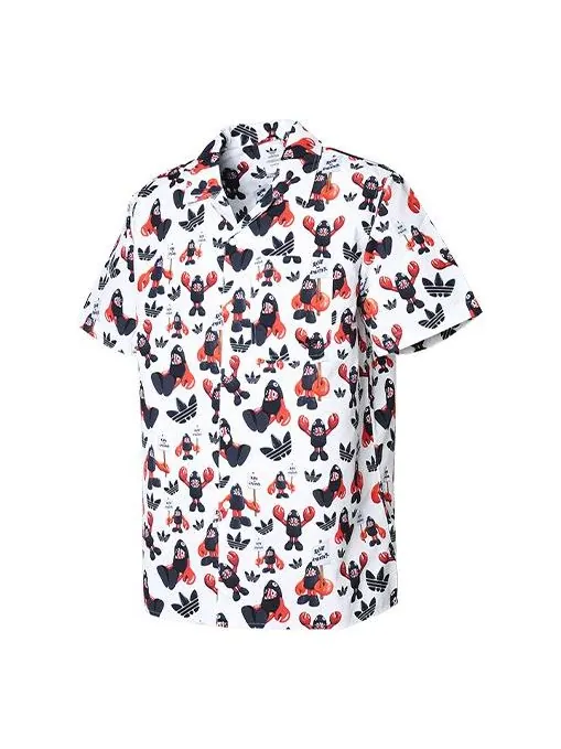 Рубашка originals dragon printing casual sports short sleeve shirt white Adidas — изображение 1 из 3, белый