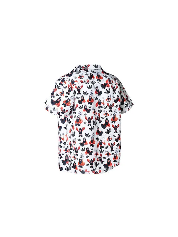 Рубашка originals dragon printing casual sports short sleeve shirt white Adidas — изображение 2 из 3, белый