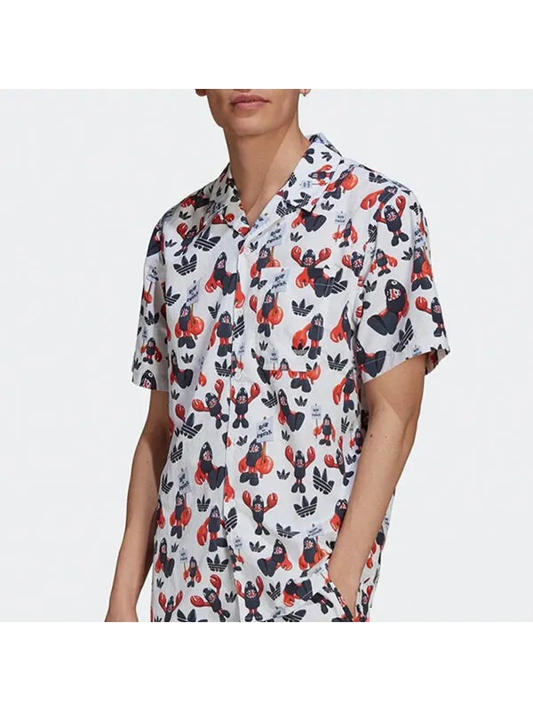 Рубашка originals dragon printing casual sports short sleeve shirt white Adidas — изображение 3 из 3, белый