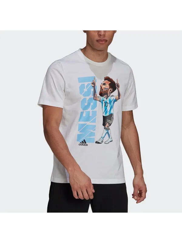 Футболка messi icon t m soccer/football casual sports short sleeve white Adidas — изображение 3 из 4, белый