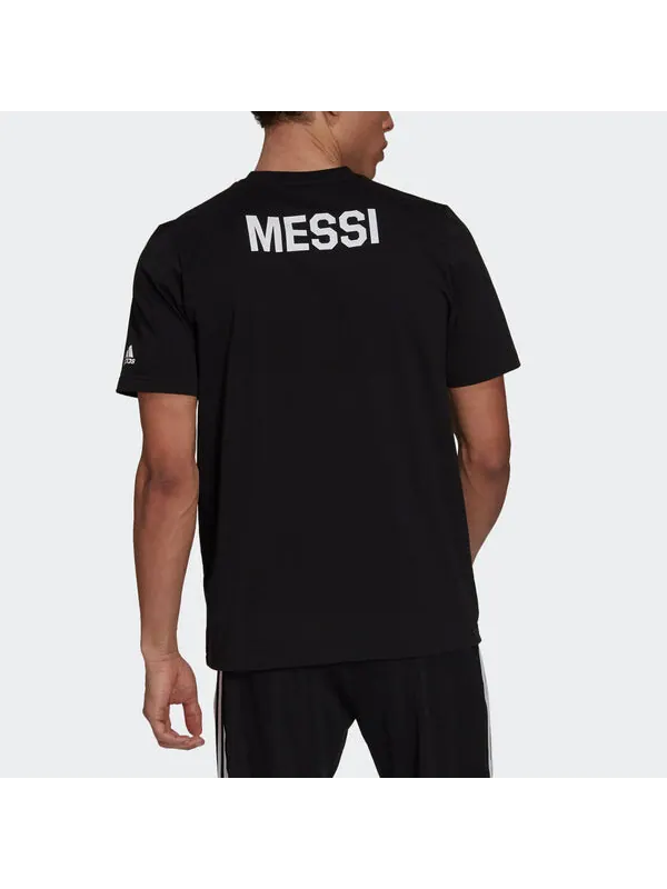 Футболка messi icon emb soccer/football sports short sleeve black Adidas — изображение 3 из 4, черный