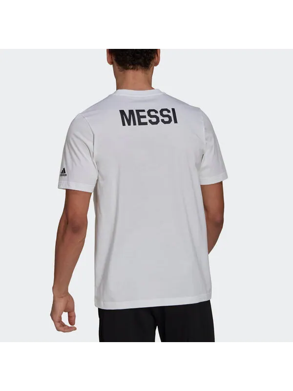 Футболка messi icon emb soccer/football casual sports short sleeve white Adidas — изображение 3 из 4, белый