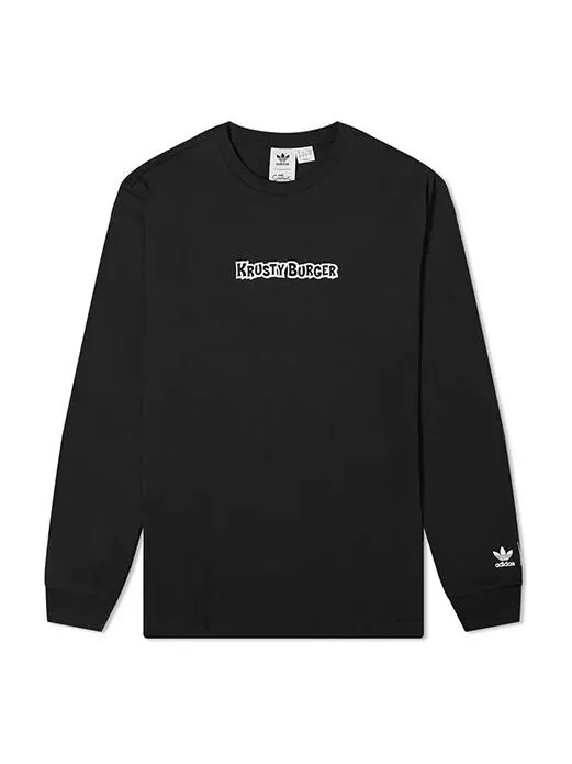 Футболка originals smps kb ls tee printing sports long sleeves black Adidas — изображение 1 из 4, черный