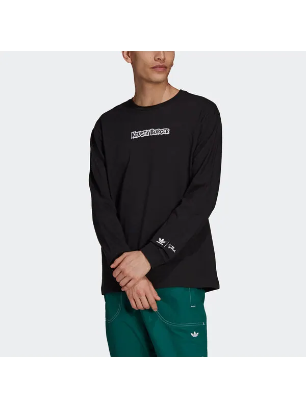 Футболка originals smps kb ls tee printing sports long sleeves black Adidas — изображение 2 из 4, черный