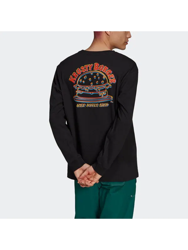 Футболка originals smps kb ls tee printing sports long sleeves black Adidas — изображение 3 из 4, черный