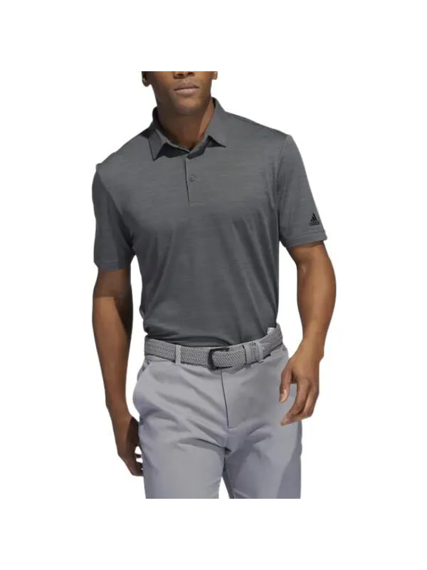 Футболка Men's adidas Solid Color Logo Micro Mark Golf Sports Short Sleeve Dark Grey Polo Shirt — изображение 2 из 4, мульти