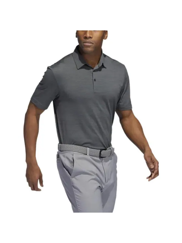 Футболка Men's adidas Solid Color Logo Micro Mark Golf Sports Short Sleeve Dark Grey Polo Shirt — изображение 4 из 4, мульти