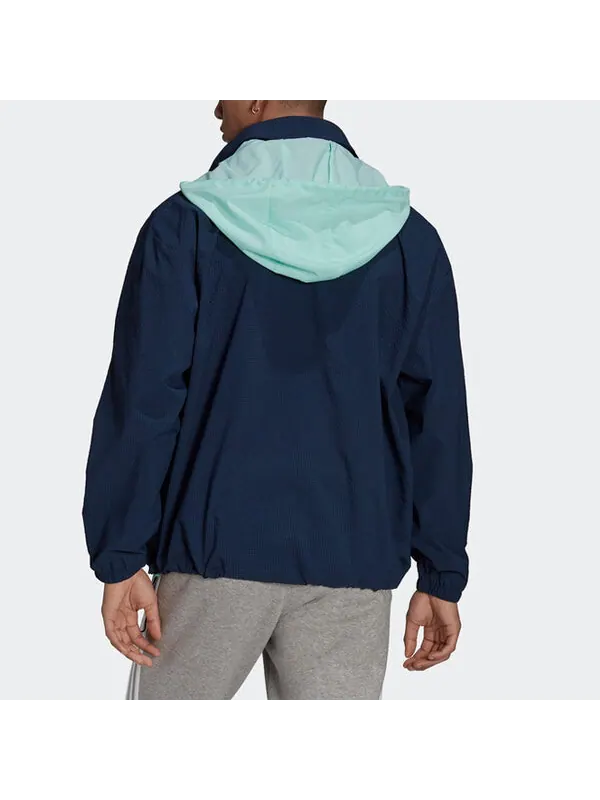 Куртка adidas originals Quarter Zip Casual Sports Half Zipper Hooded Jacket Navy Blue — изображение 3 из 4, темно-синий