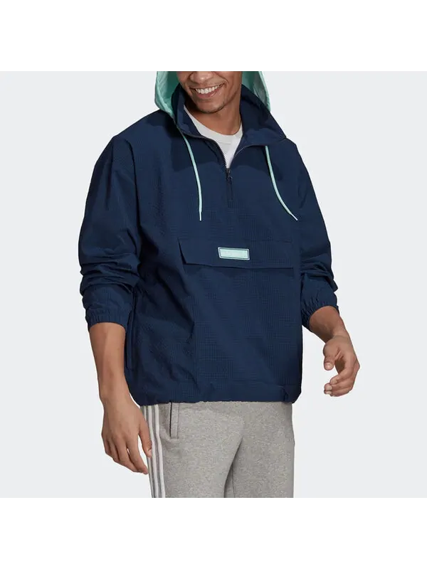 Куртка adidas originals Quarter Zip Casual Sports Half Zipper Hooded Jacket Navy Blue — изображение 4 из 4, темно-синий