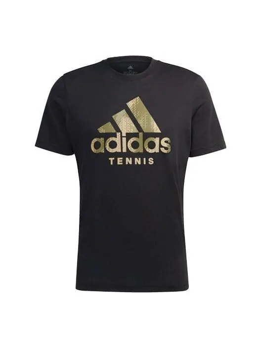 Футболка Men's adidas Camouflage Logo Printing Tennis Sports Round Neck Short Sleeve Black T-Shirt — изображение 1 из 4