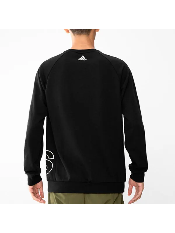 Толстовка men's big lo swt ft logo printing casual sports round neck black Adidas — изображение 4 из 4, черный