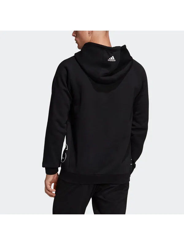 Толстовка Men's adidas Big Lo Hd Fl Logo Printing Pullover Sports Black — изображение 3 из 4, черный